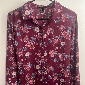 F21 Floral Button Up Dress size Large